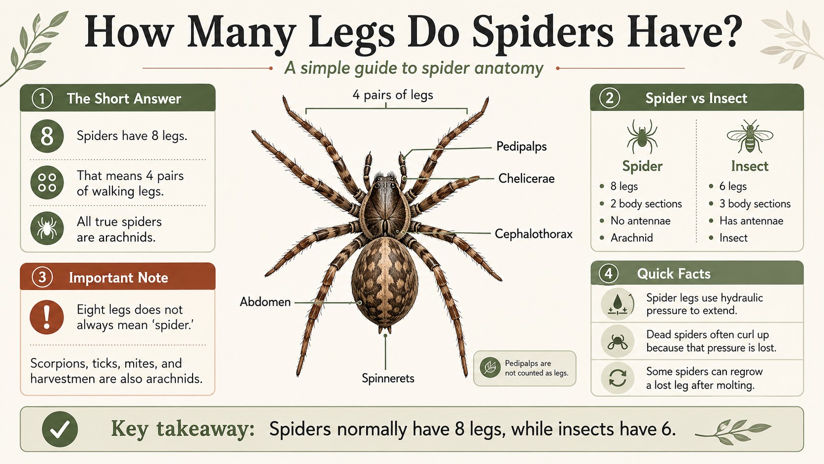 how many legs do spiders have