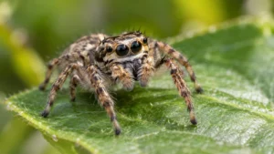 macro portrait of a jumping spider